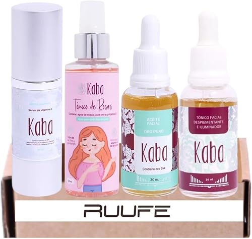 Cuidado Facial kaba kit (4 unidades) Tonico Facial despigmentante kaba aceite facial de oro 24 k kaba tonico de rosas kaba suero vitamina c kaba