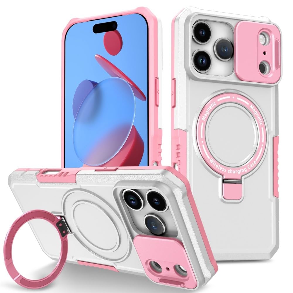 Coque rigide pour iPhone 15 protection silicone rose blanc anti-choc et support - 8
