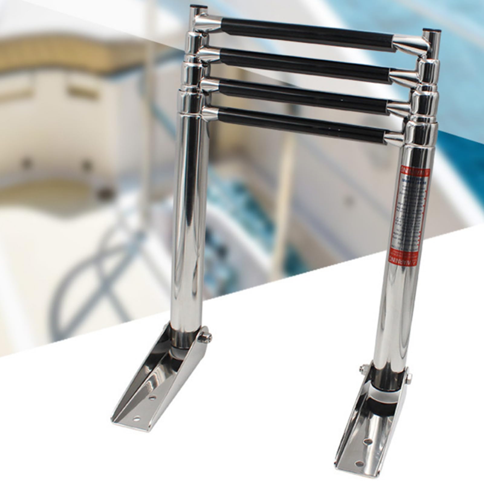 Folding Boat Ladder,Stainless Steel Telescoping Out-Board Swim Ladders 2 Step for Marine Yacht Swimming Dock(116CM)