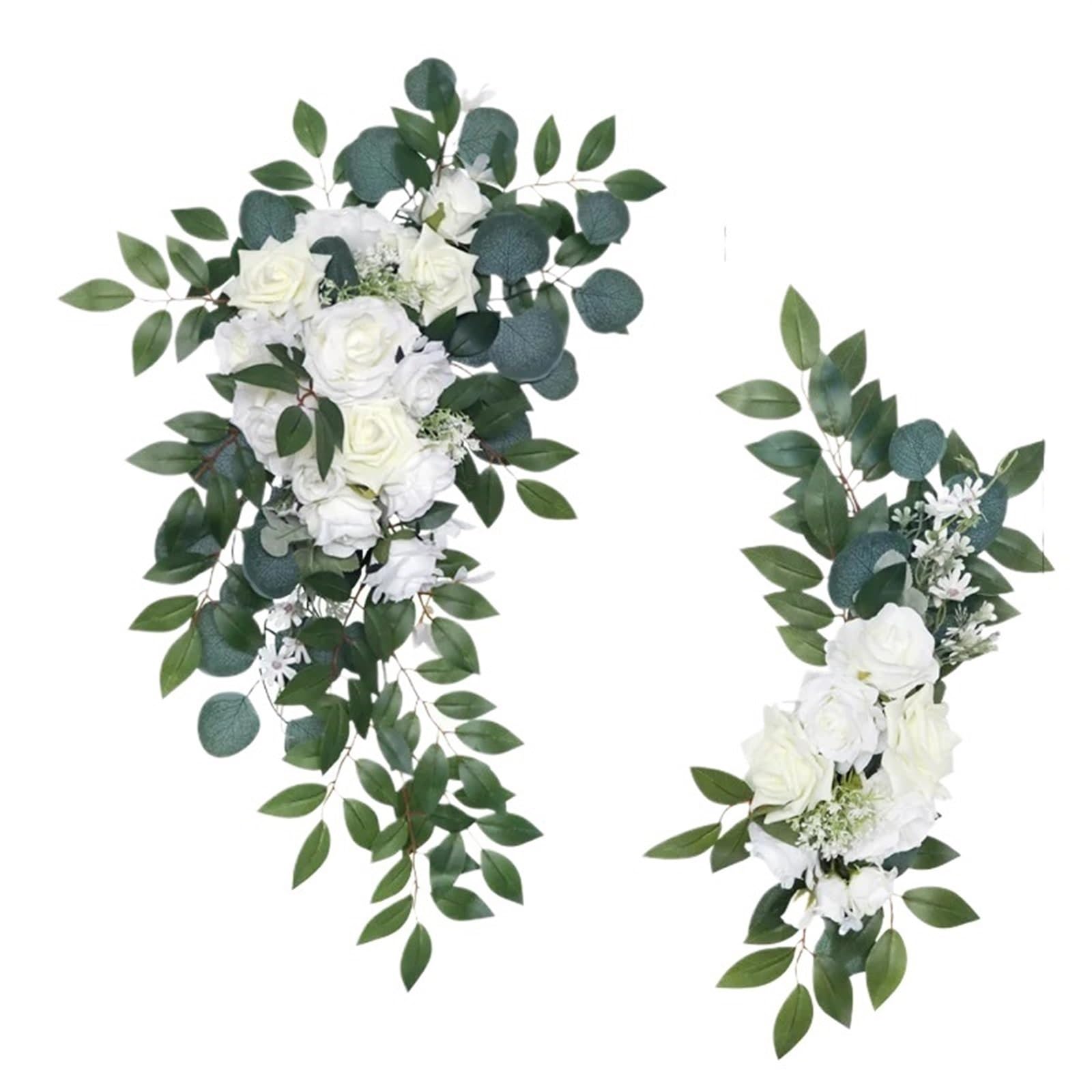EKalgretrA Flower Arch 2pcs Artificial Wedding Arch Flowers Rose Party Garland Ceremony Flower Backdrop Decoration Fake(B)