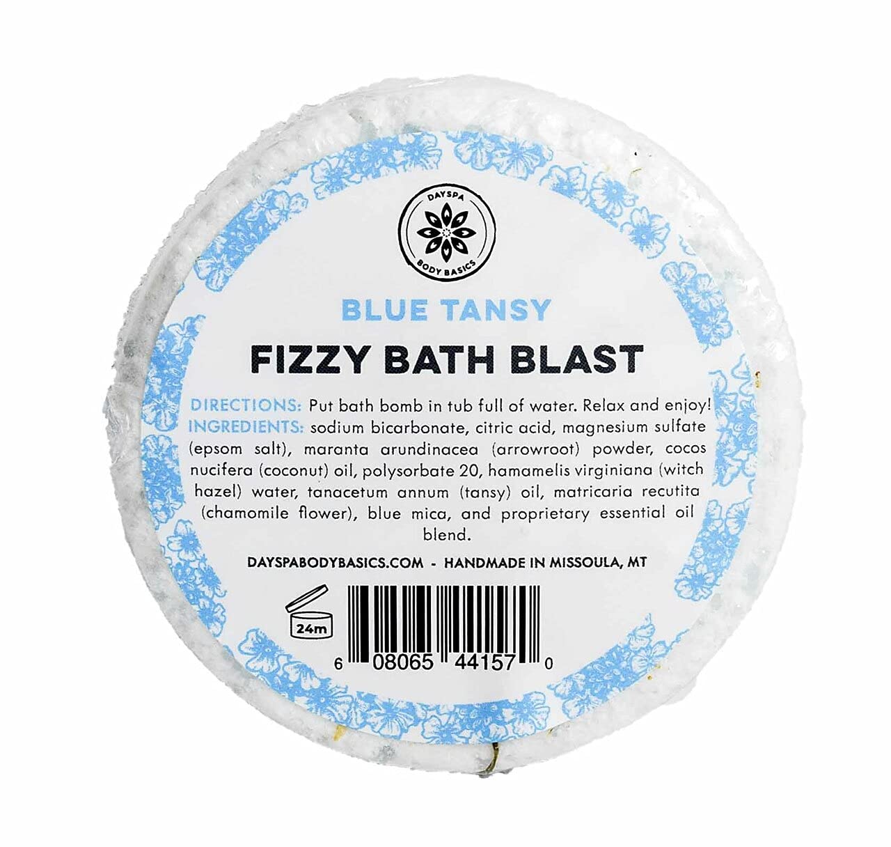 Blue Tansy All-Natural Fizzy Bath Blast - Vegan Bath Bomb Made with Pure Essential Oils to Help You Relax, Hypoallergenic, Plant-Derived, Handmade in USA by DAYSPA Body Basics