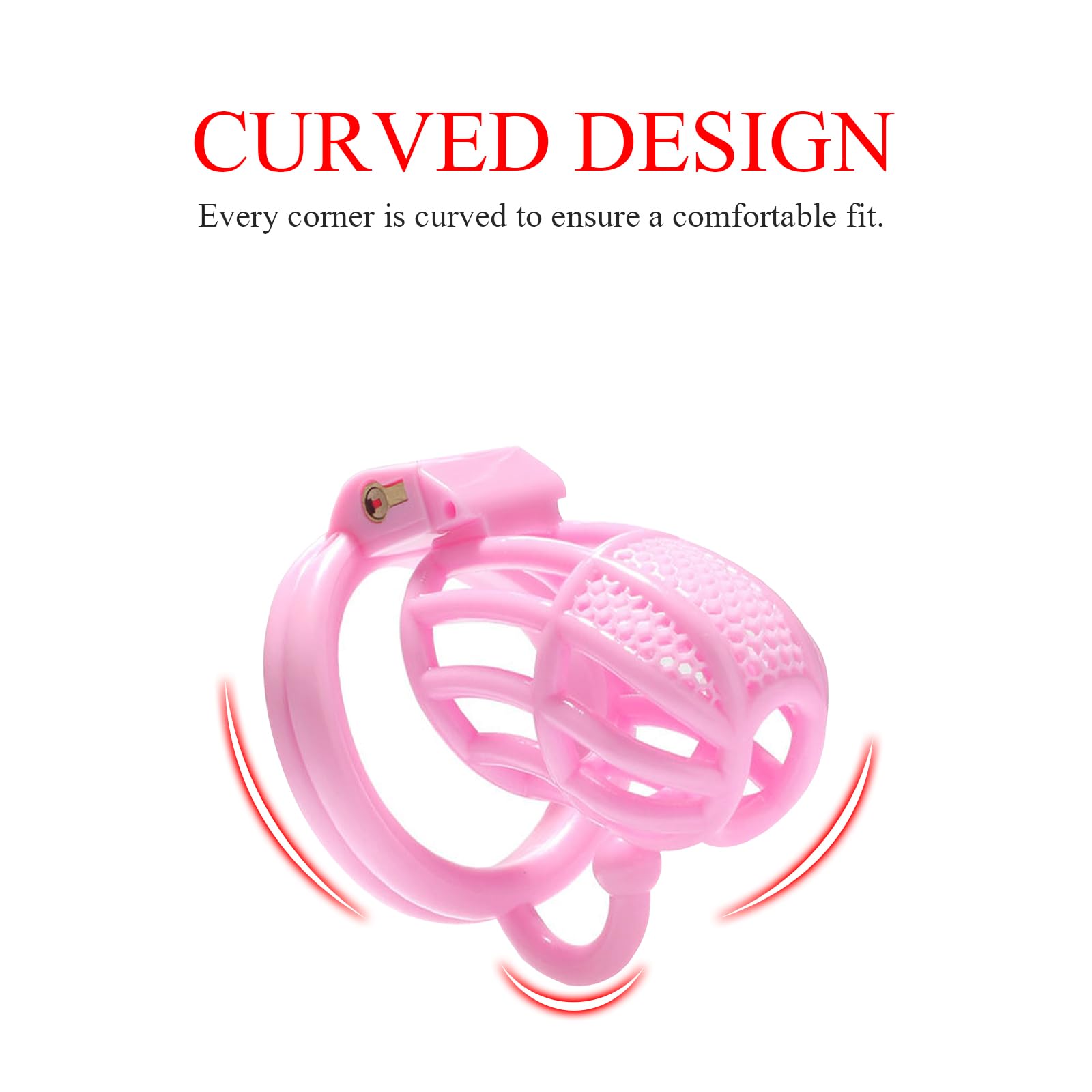 BDSMJOY Chastity cage con Gancio per massaggio testicolare, gabbia pene con 4 Anelli per il Pene Rimovibili, cock cage per Prevenire L'erezione (Rosa)