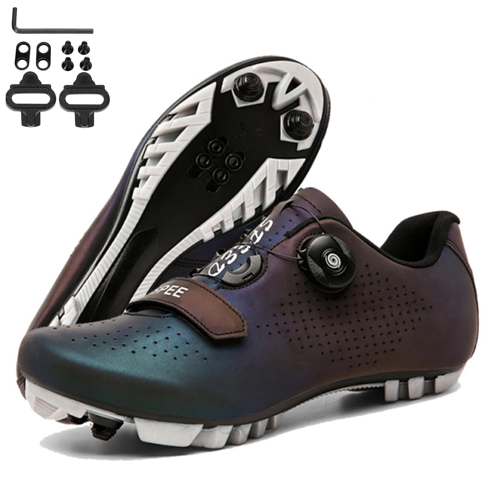 Zapatilla de Ciclismo Hombre Zapatos Bicicleta de Montaña Compatible con SPD Pedales de 2 Tornillos con Calas Exterior MTB Zapatillas de Ciclismo