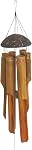 Chimes à vent faits à la main 5 Tubes en bois de bambou, demi-plat de bois de noix de coco, cheminées de bois à faible teneur en carbone 25 de pouce