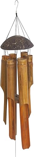 Campanillas de viento grandes de bambú de coco de 35 pulgadas para exteriores, campanillas de madera de tono profundo hechas a mano para jardín,