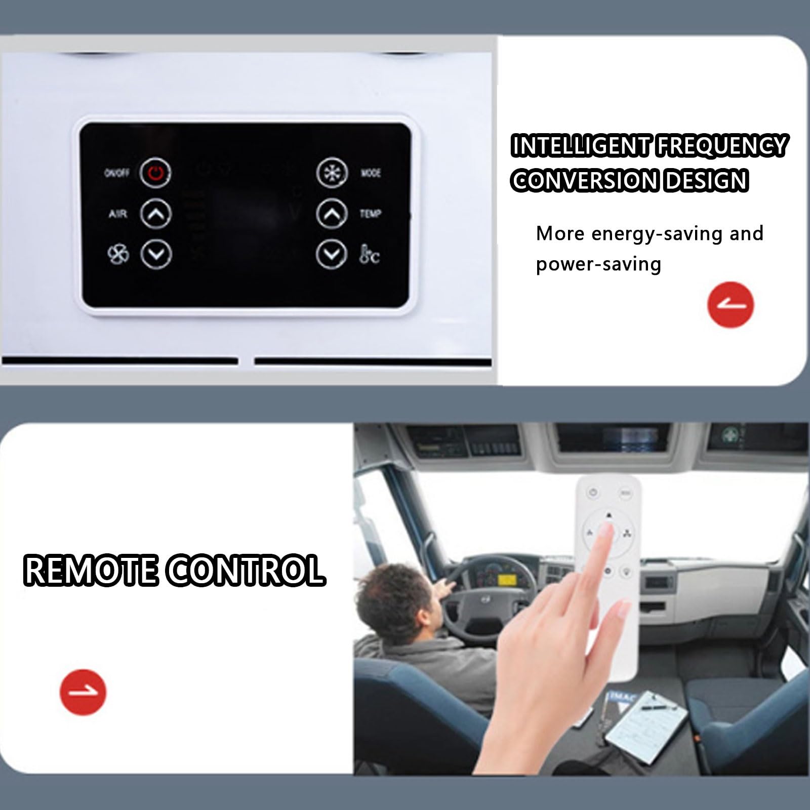 Klimatyzator dachowy 12 V do kampera, 4 duże wyloty powietrza, pilot zdalnego sterowania, zintegrowany panel sterowania, wydajne chłodzenie dla pojazdów 12 V/24 V
