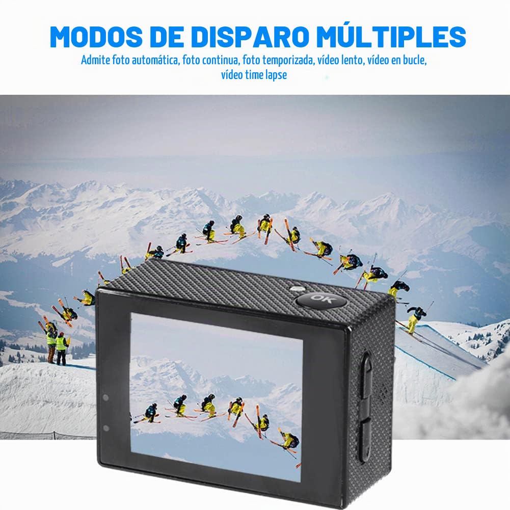 Topiky Cámara de acción 4K WiFi Impermeable 30m Deportes al Aire Libre Video DV Cámara 1080P Full HD LCD Mini videocámara con 900mAh Baterías Recargables y Accesorios de Montaje Kits(Negro)