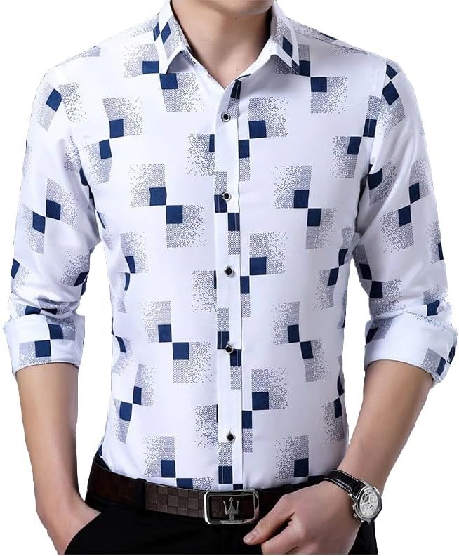 IndoPrimoMen's Cotton Casual Regular Fit Checks Shirt for Men Full Sleeves