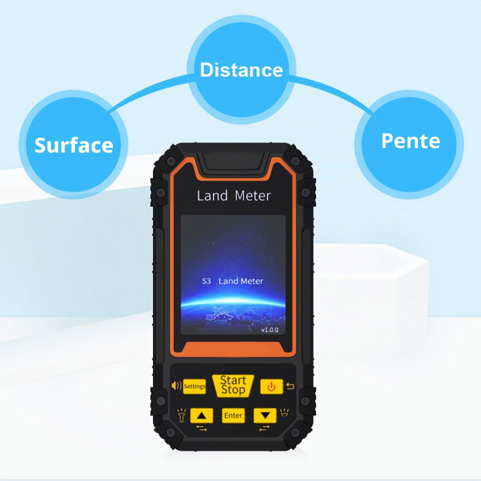 Mémètre de Terrain, écran de Couleur 2,4 Pouces GNSS Mandheld Mandheld Manding, Mini Outil de Mesure de la Zone GPS de L'arpenteur GPS Portable, la Pente, la Mesure à Distance