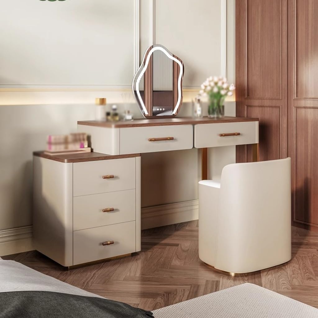 Amazon.com - YOUQUEEN Dressing Table Dressing Table Chest of Drawers, Light Luxury Retro Solid Wood Dressing Table, Simple Storage Cabinet Dressing Table with Mirror Amazon.com - YOUQUEEN Dressing Table Dressing Table Chest of Drawers, Light Luxury Retro Solid Wood Dressing Table, Simple Storage Cabinet Dressing Table with Mirror