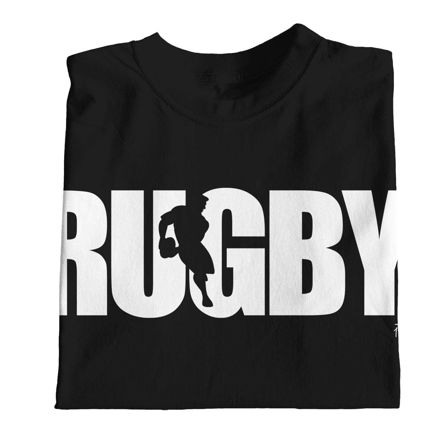 1Tee Mens Rugby Player Silhouette T-Shirt Black Medium - Image 5