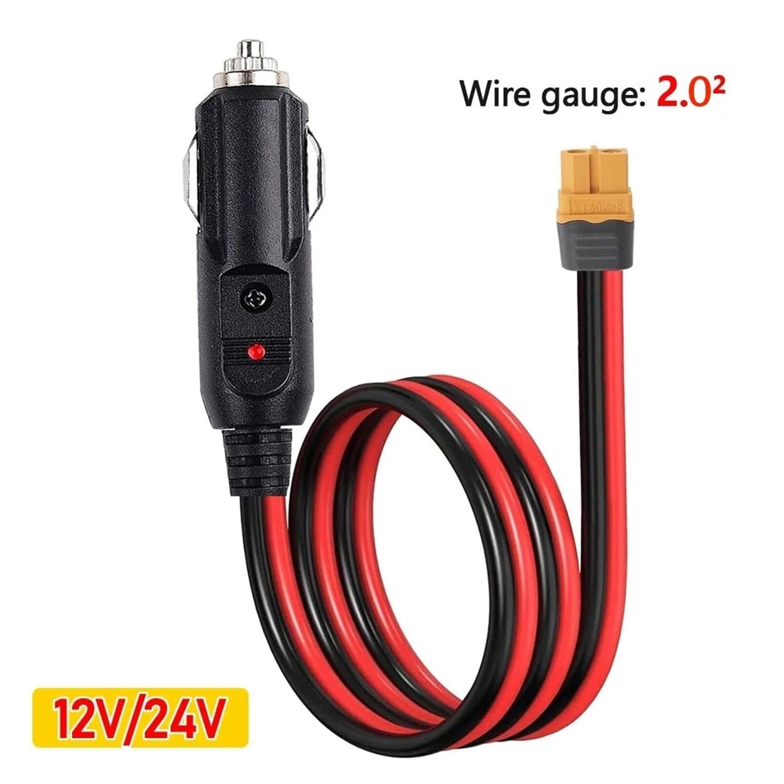 Female Cigarette Lighter Socket Plug 12 V 24 V kabel ładujący 14AWG Heavy Duty Connector for Portable Power Station Storage Battery Car Boat Van(3 m)