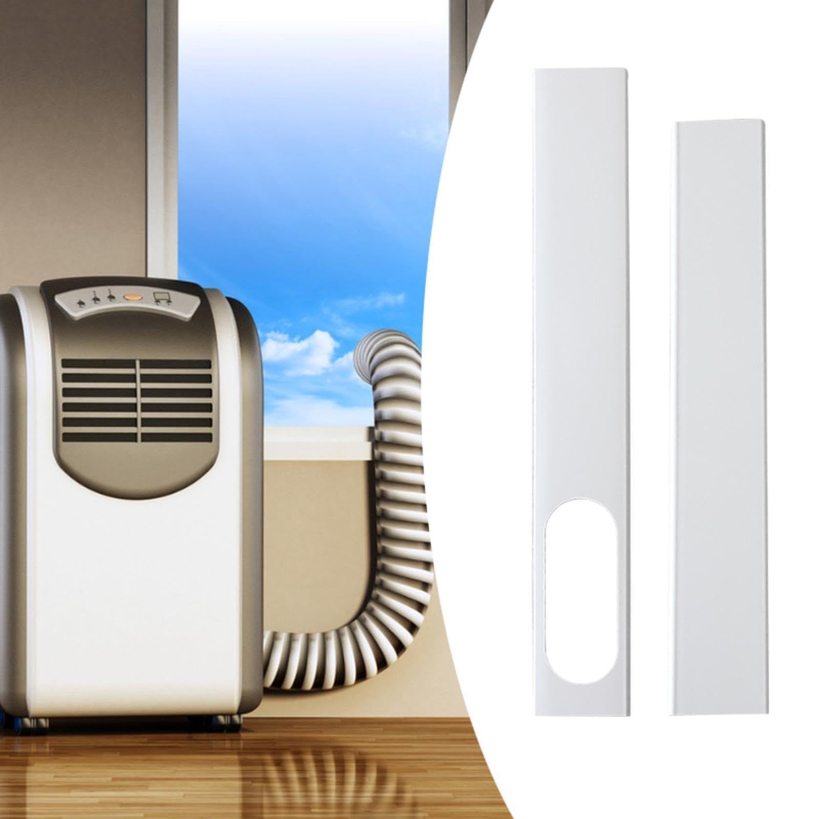 misppro 2 piastre sigillanti per finestre per condizionatore d'aria, attacco universale in PVC, per finestre scorrevoli, facile da installare, kit portatile di ventilazione CA