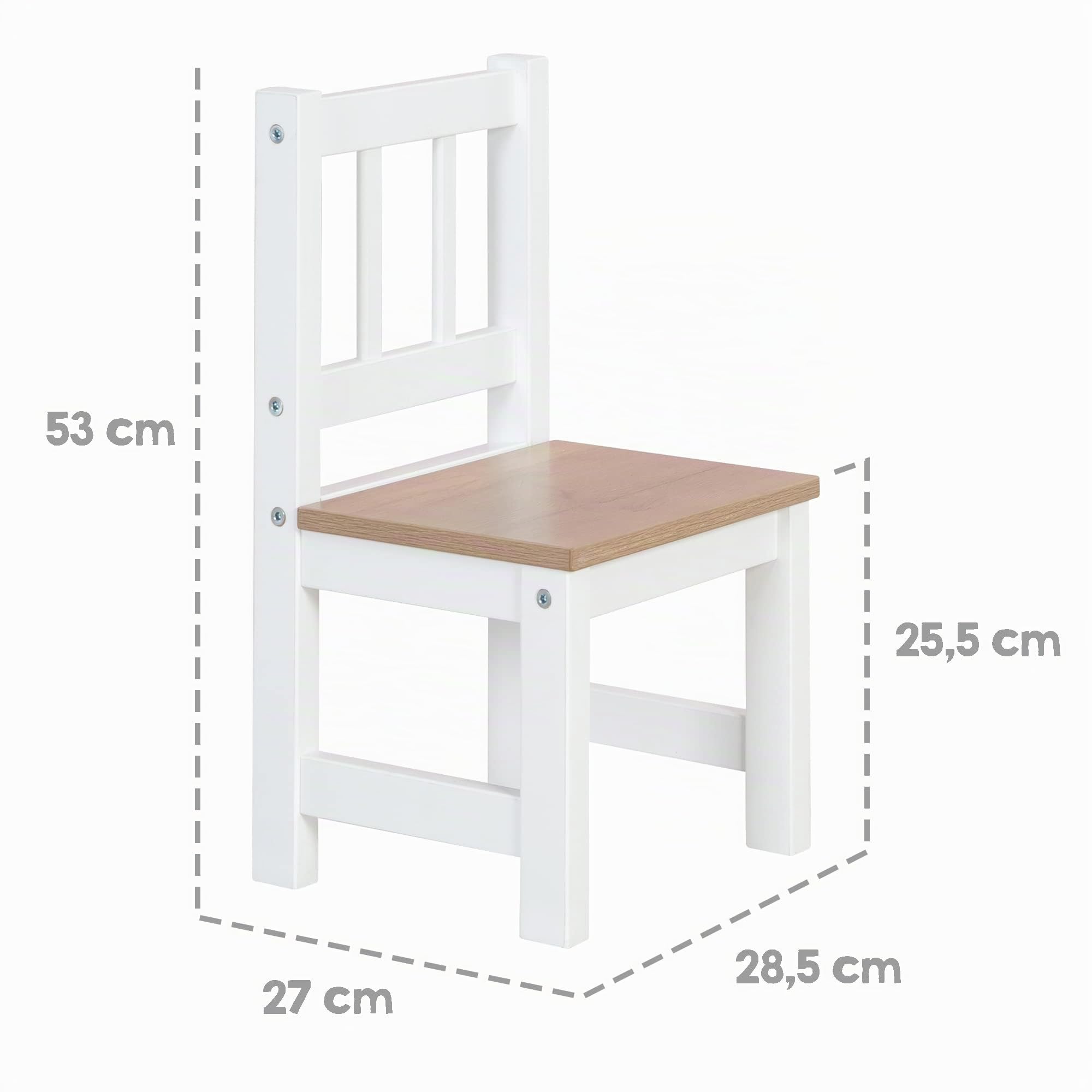 roba Ensemble Table et 2 Chaises Enfants Woody - Plateau et assises en Aspect Bois - Résistants aux Rayures - pour Filles et Garçons de 2 Ans et Plus - Blanc