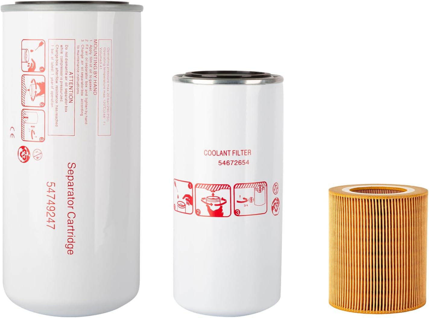 GETOPAUTO 54749247 54672654 89295976 Air Oil Separator Filter Kit Compatible with INGERSOLL RAND UP6-15 thru UP6-30 Filter Kit