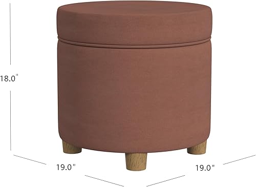 Miniatura 3 de HomePop Decoración del hogar  Otomana redonda tapizada de almacenamiento  Otomana con almacenamiento para sala de estar y dormitorio, terciopelo