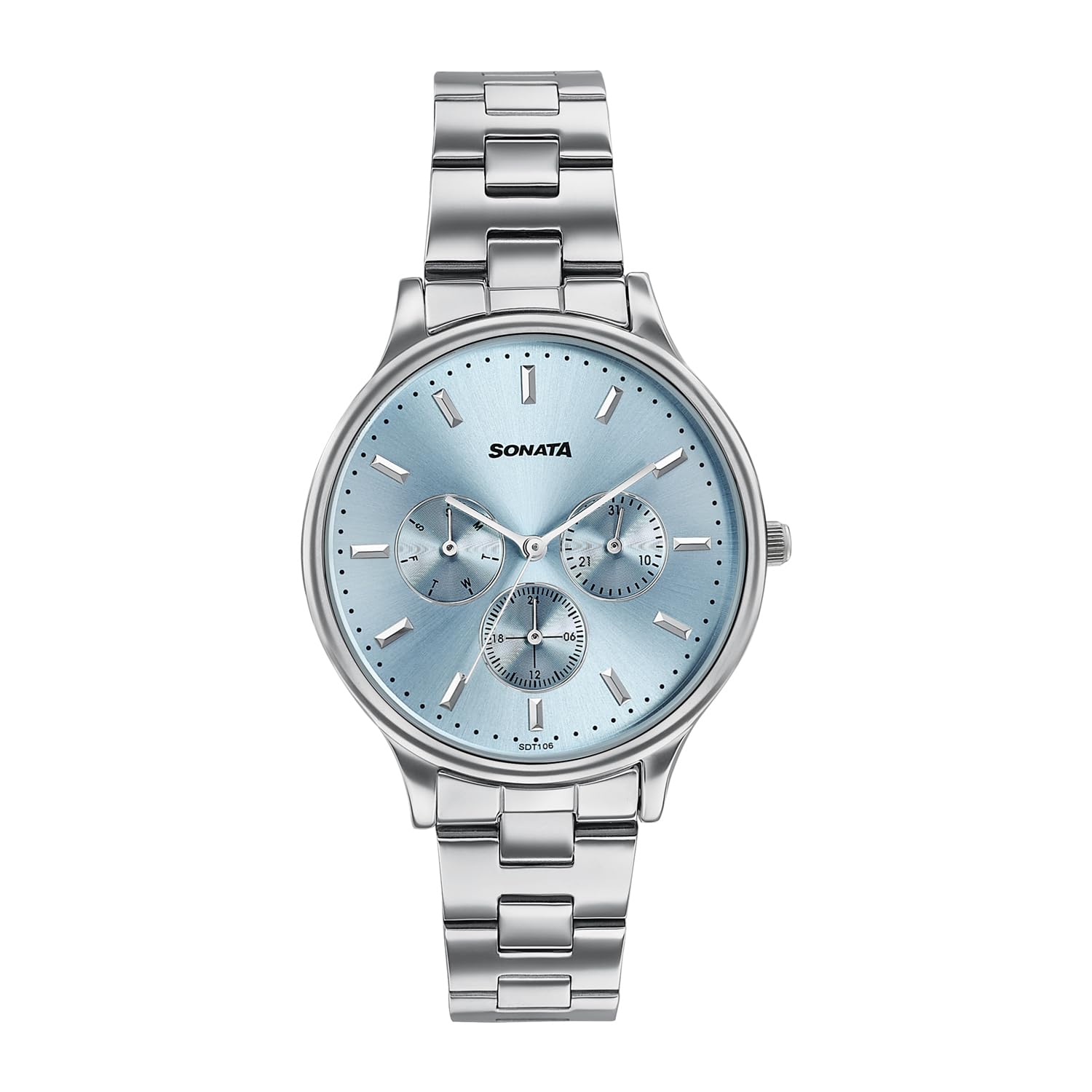 Sonata Axis with Quartz Analog LT Blue Premium Multifunction Design Dial IPS Strap Watch for Women - 87119SM01-image-17