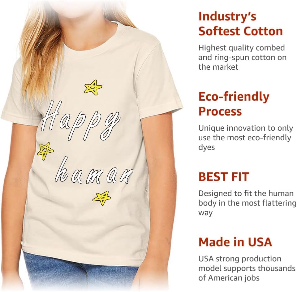 Happy Human Kids' T-Shirt - Unique T-Shirt - Word Art Tee Shirt for Kids