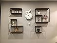 Allgala 4-PC Black Metal & Wood Floating Wall Shelves