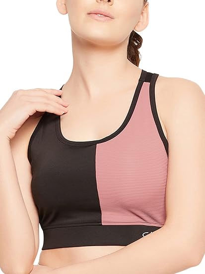 Women's Medium Impact Padded Sports Bra with Removable Cups in Black