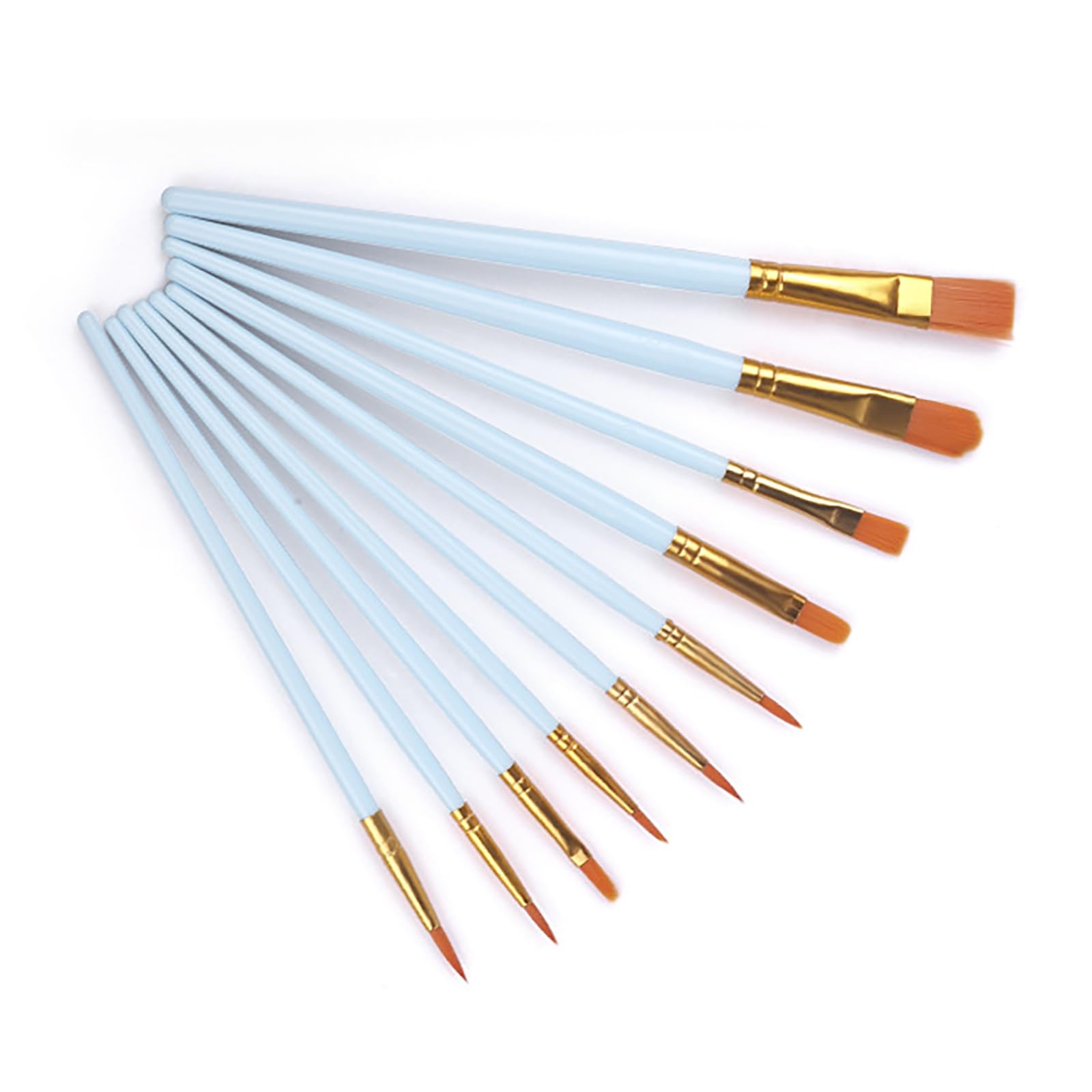 10-teiliges Pinselset, Ölfarben-Kunstpinsel, Nylonhaar, Malpinsel für feine Details, Spitze Spitze, Pinsel für Aquarellmalerei, Nagelmalerei, Blau