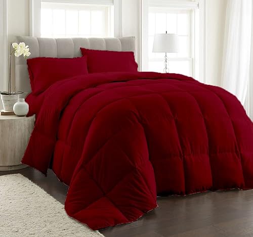 Miniatura 9 de Fitlinen Edredón reversible de 3 piezas para todas las estaciones, 500 GSM, 100% algodón, cálido para invierno, transpirable, edredón alternativo