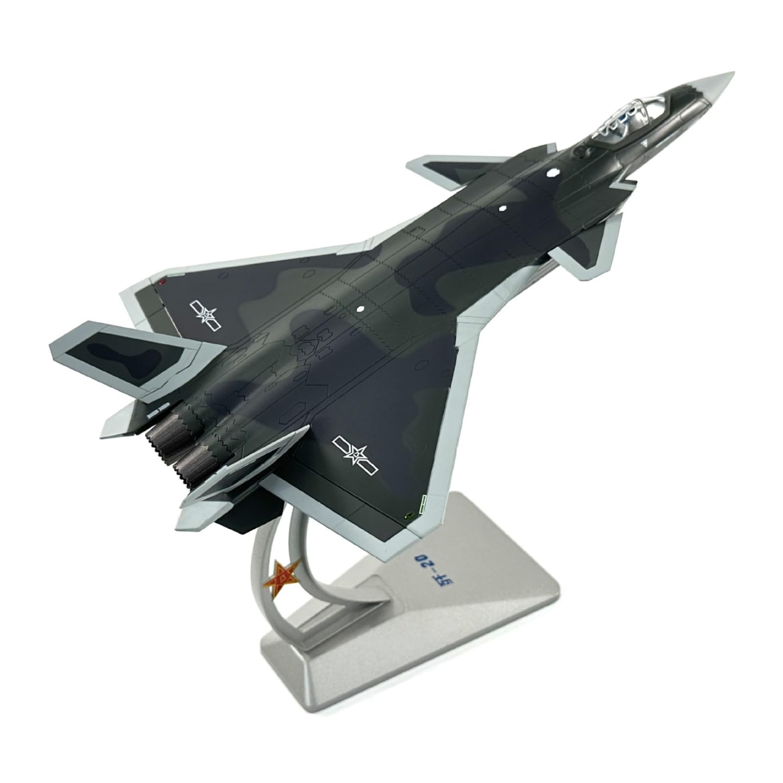 J-20 Modell 1:72 Kampfjet-Modell mit Ständer Fertig montiert Fertigmodell mit Ständer für Vitrine, Büro
