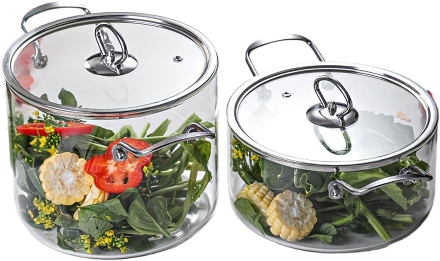 1 個ガラス調理鍋 2.5L/3.5L 耐熱シマーポットデュアルハンドルポット鍋蓋ホウケイ酸ガラス調理器具(3.5L)