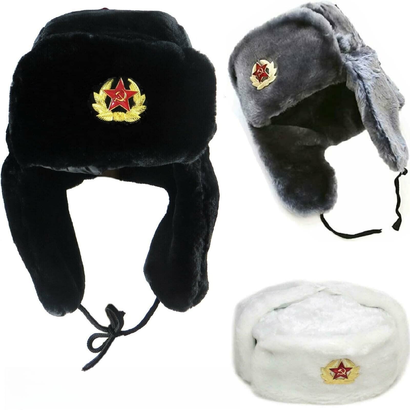 Comfyfit Russian Army Hat for Men -Trapper Hat with Ear Flaps - Warm Winter Aviator Hat with Fur - Breathable Windproof Mask Bomber Hat One Size-60/62cm (White)