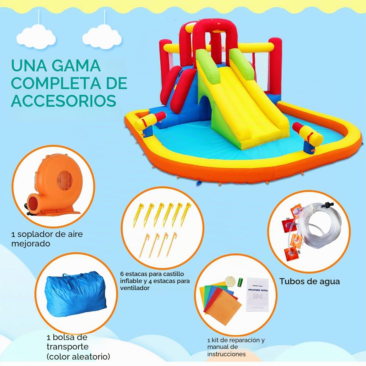 Ballsea Castillo hinchable con soplador, material premium, certificado de seguridad, uso en interiores y exteriores, ideal para cumpleaños infantiles y fiestas familiares