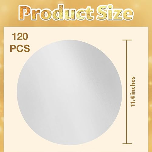 Miniatura 9 de 120 manteles individuales redondos de papel, desechables, dorados, de papel de aluminio, decorativos, dorados, para comedor, boda, banquete, fiesta,