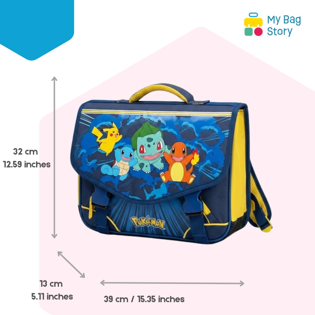 mybagstory | Tornister Pokémon | 2 przegródki | Niebieski 32x13x39 cm