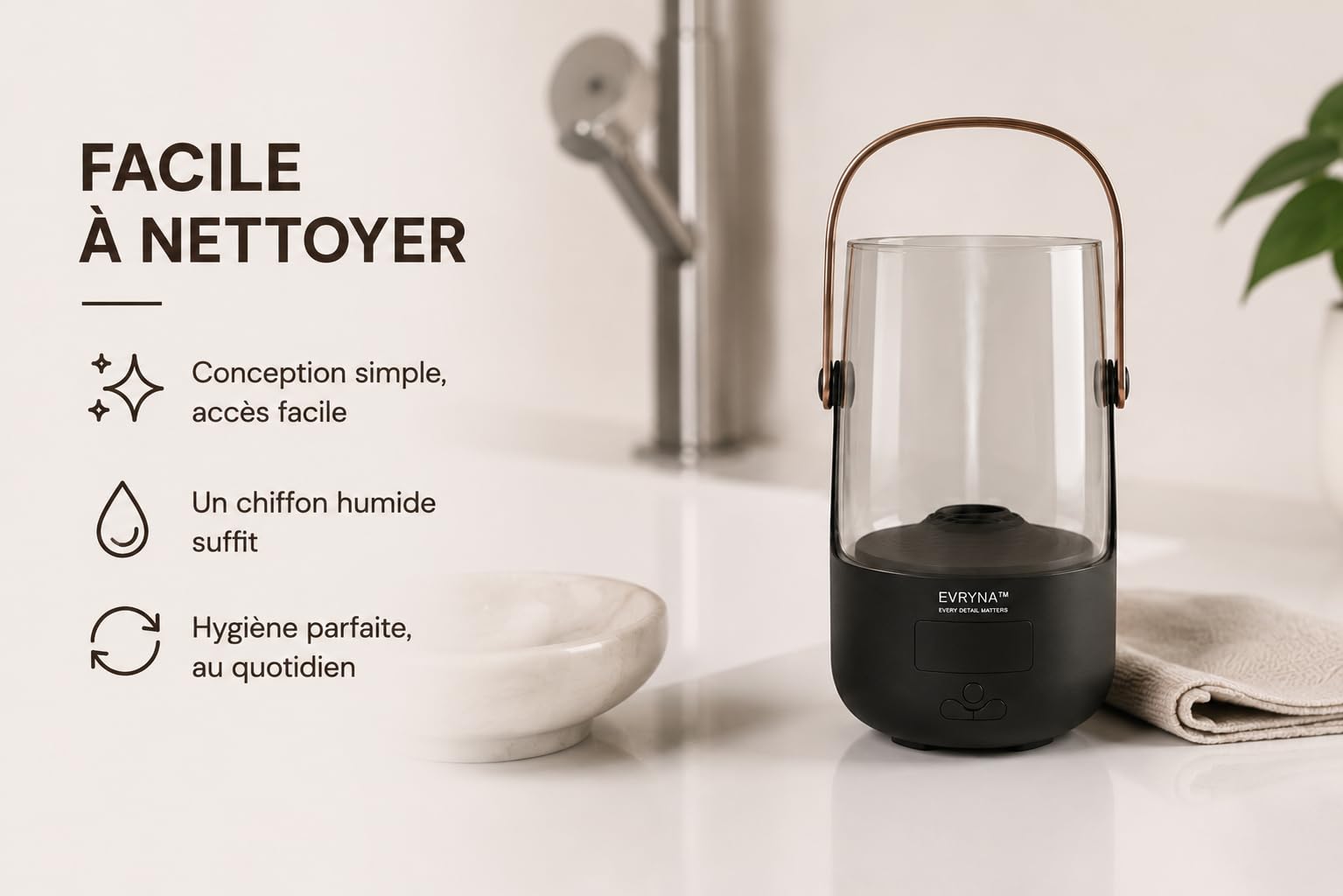 Diffuseur huiles essentielles 200 ML – Diffuseur Parfum Maison sans Fil 5000 mAh – 2 huiles incluses – Silencieux