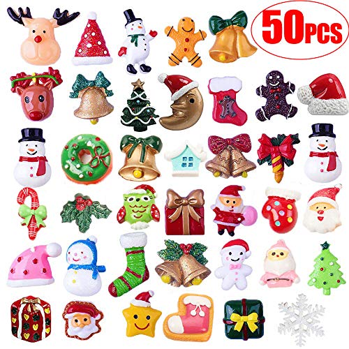 Gudotra 50pz Decorazione per Natale Miniature Natalizie Babbo Natale Albero di Natale Decorazioni di Regalo Biglietti d’Auguri