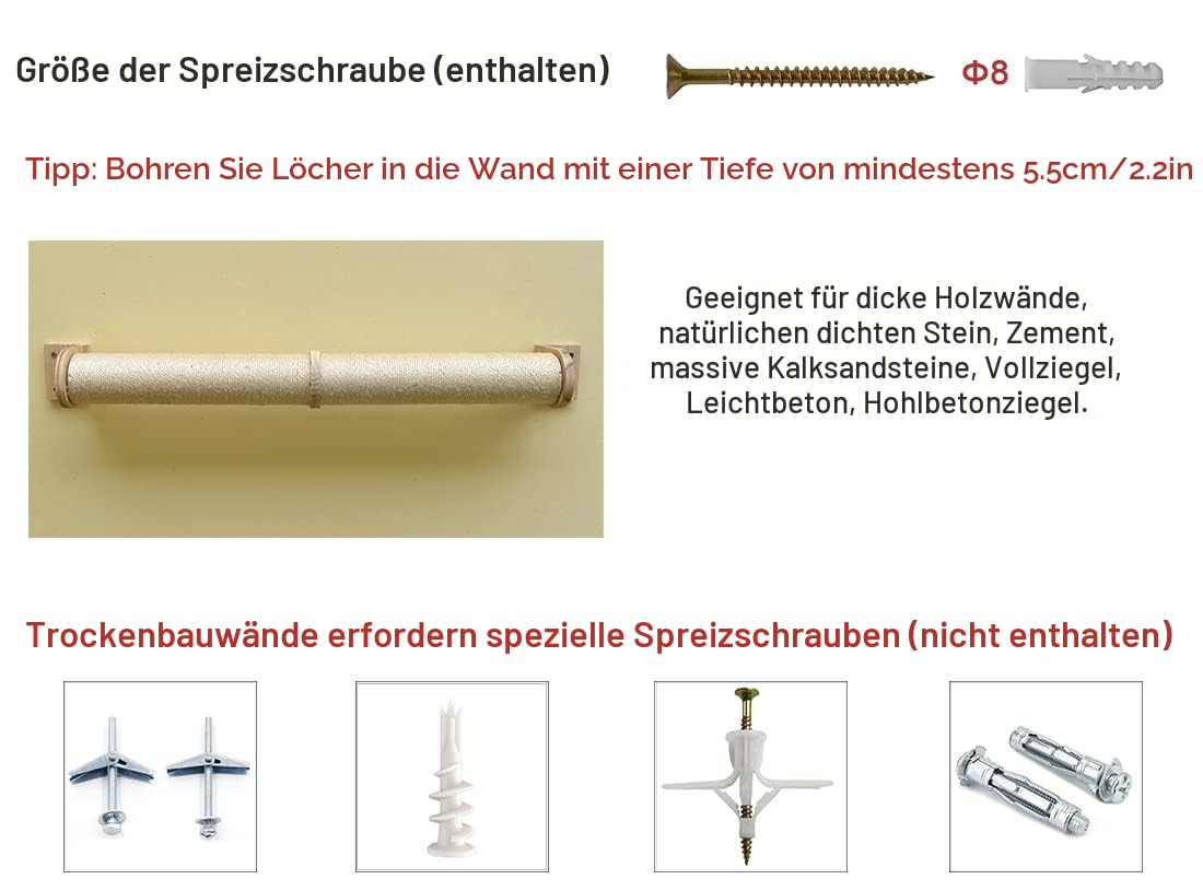 81cm Kratzbaum Wandmontage,Kletterwand,Kratzbaum Wand,Kratzsäule für Katzen,Kratzstamm für Katzen(Sisalseil_Φ7)