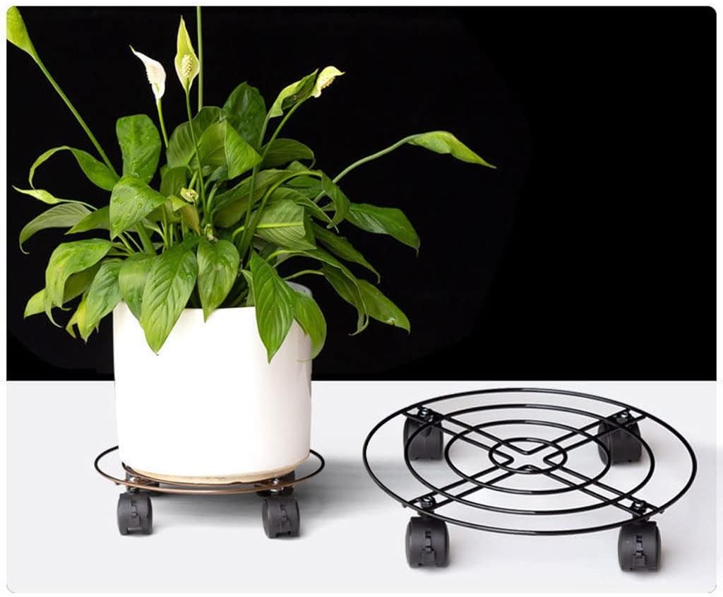 Round Plant Caddy Heavy Metal Planter Stand Plant Roller Base Plant Cart Mobile Tray for Home Living Room Plant Display (Color : Copper, Size : 25cm)