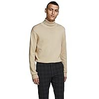 JACK & JONES JJEEMIL Knit Roll Neck Noos Dolcevita, Avorio (Oatmeal Detail: Melange)