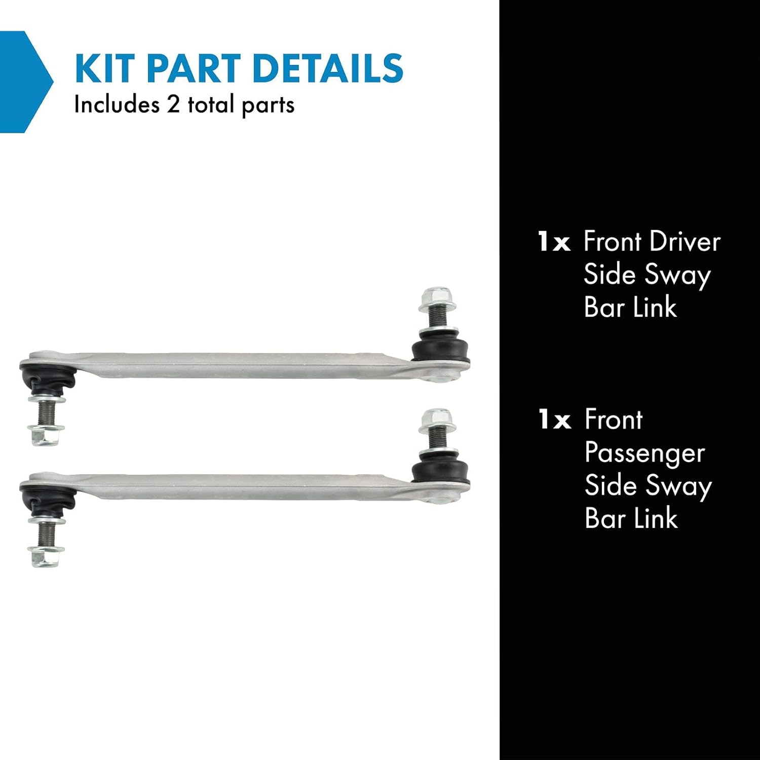 TRQ Front Driver and Passenger Side Sway Bar Link Set 2 Piece Compatible with 2018-2024 Toyota Camry 2019-2022 Avalon 2019-2024 Lexus ES300h ES350 2021-2024 ES250