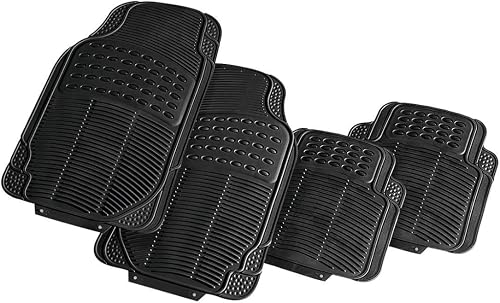 4 Pieces Universal PVC Rubber Car Floor Mats All Weather Protection