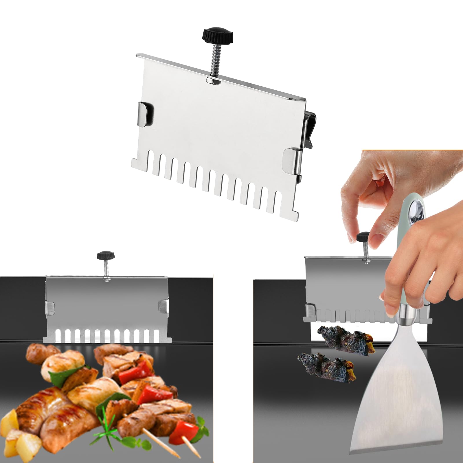 PHYESUVIN Universal Food Mesh Screen, Stainless Steel Rear Grease Gate/Guard/Dam for Blackstone and Other Flat Top Griddle, BBQ Accessories Block Food from Falling into Rear Grease Trap Cup