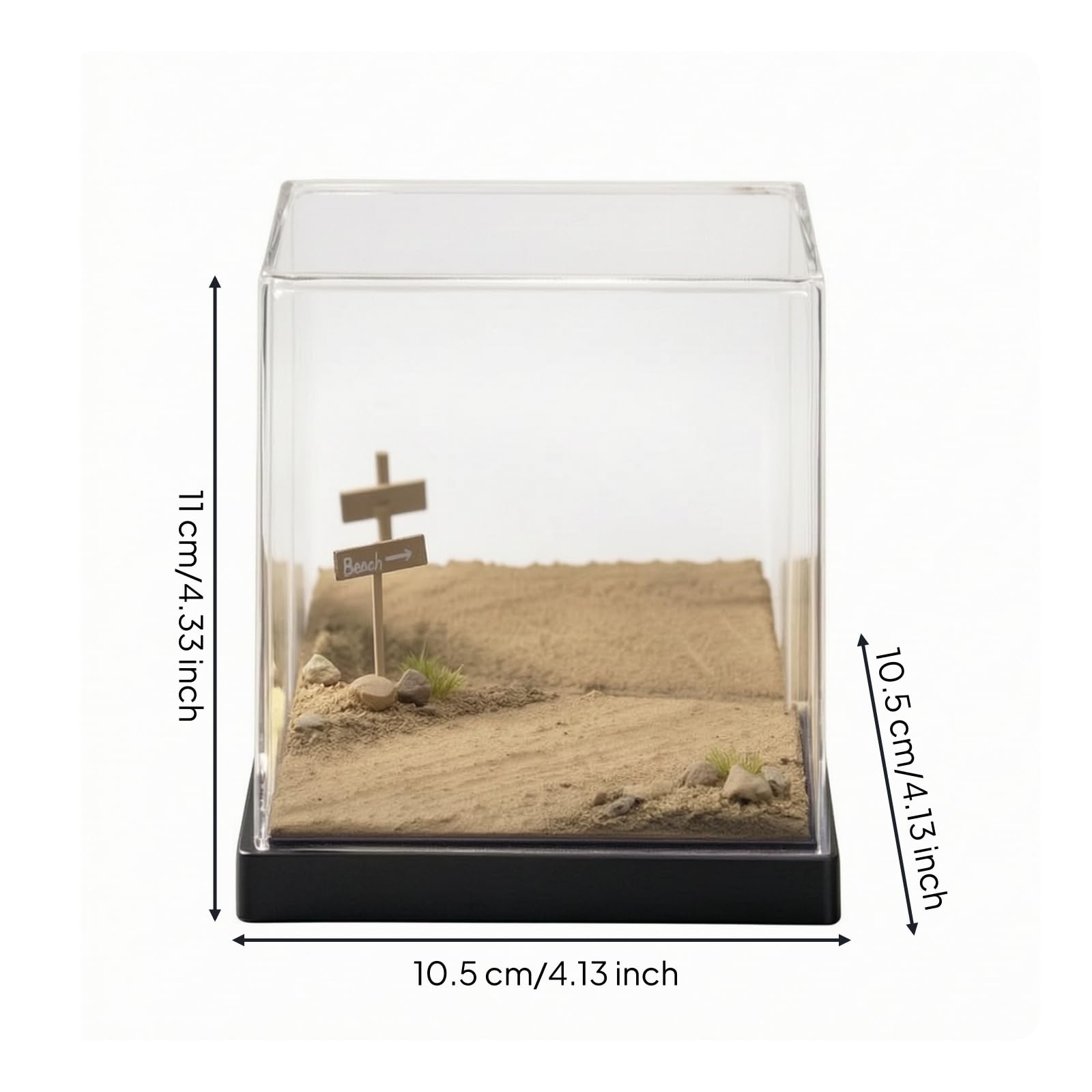 Base Espositiva Diorama con Terreno in, Piattaforma Per Scenario In Miniatura, Modello Di Terreno Sabbioso, Con Copertura In Acrilico