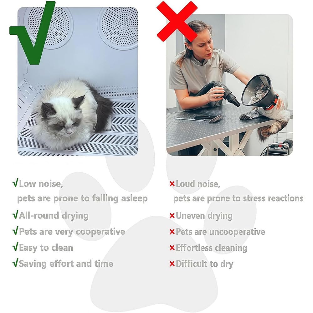 Caja secadora automática para mascotas para gatos y perros pequeños,eficiente,automático y silencioso 360° para gatos y perros,control inteligente temperatura con pantalla táctil,diseño seguro