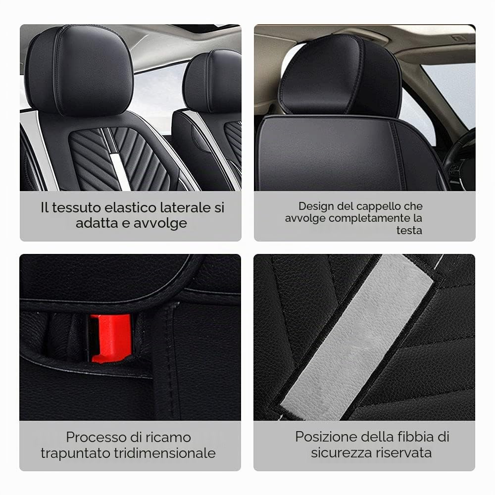 Copri Sedile Auto Universale Per VW Volkswagen Golf 6 GTI Golf 7 Golf 7 GTI Golf Tdi Golf, PU Pelle， Impermeabile Traspirante，Airbag Amichevole，Imbottitura Spessa(Black yellow)