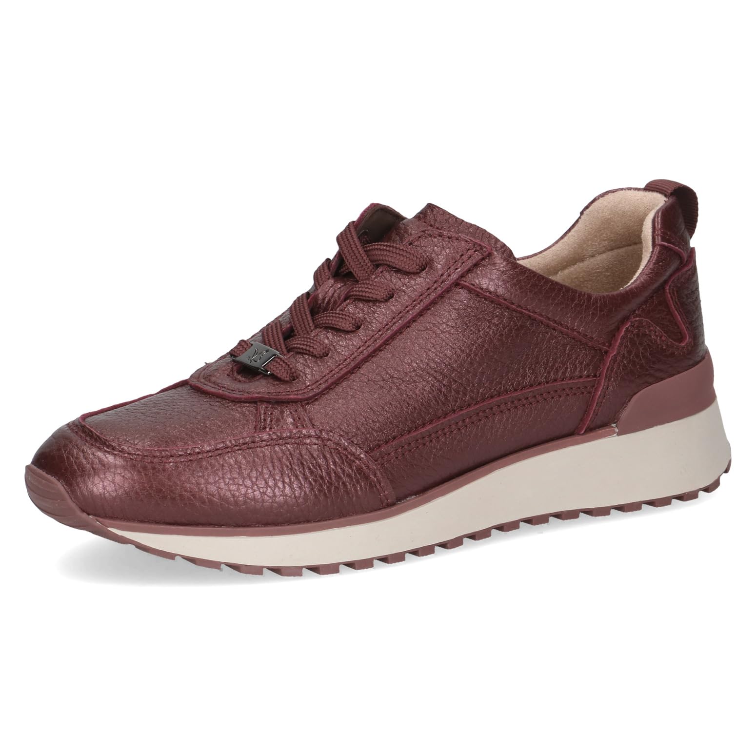 CAPRICE Women's Low-top Leather Sneakers with Laces, Red (Bordeaux Deer), 7.5 UK