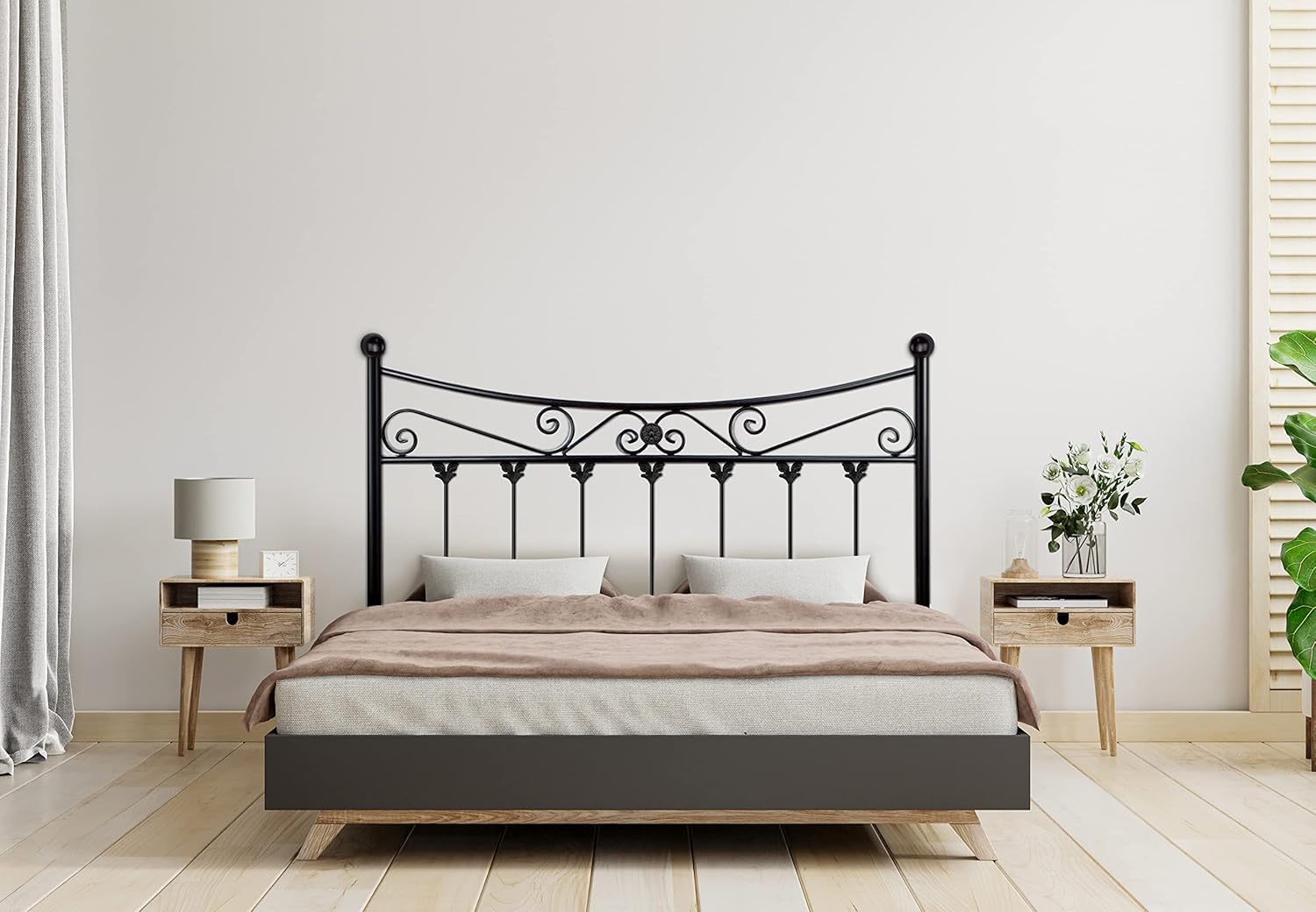 HOGAR24 ES - Cabecero de Forja Coin, Cabezal para Cama, Color Negro, Medida: 90 cm