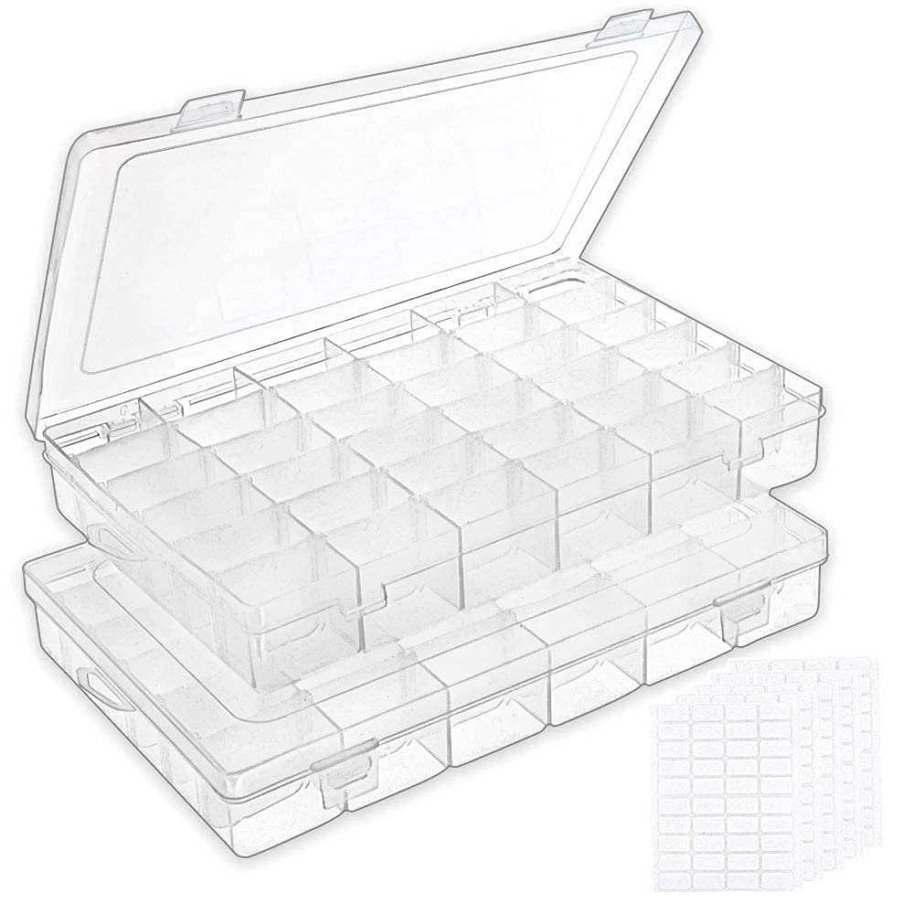 Homesoul 36 Adjustable Multipurpose Plastic Rectangular Storage Box- Medium (36 Grid Pack of 2)