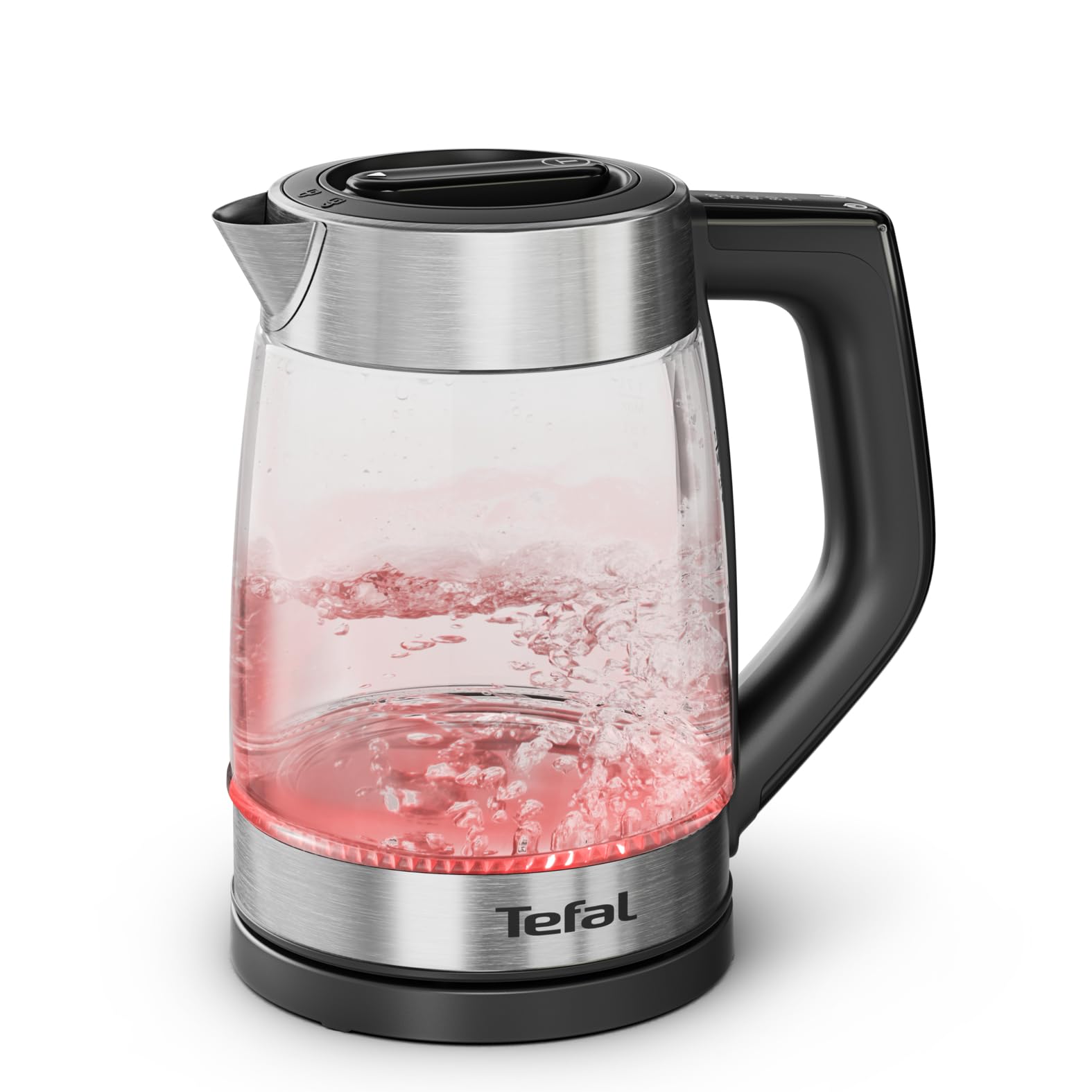 Tefal Express elektrischer Wasserkocher, 1,7 L, Griffsteuerung, Farbanzeige | 5 Temperaturstufen, automatische Abschaltung, Wasserstandsanzeige, abnehmbarer Kalkfilter, Edelstahl/Schwarz, KO760DE0