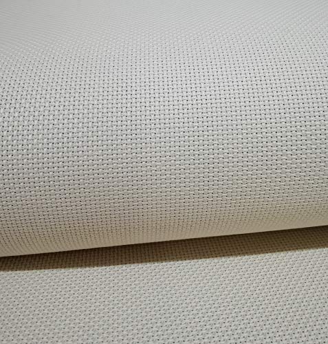 Image of 19 inch x 28 inch 14CT Counted Cotton Aida Cloth Cross Stitch Fabric (Light Beige)