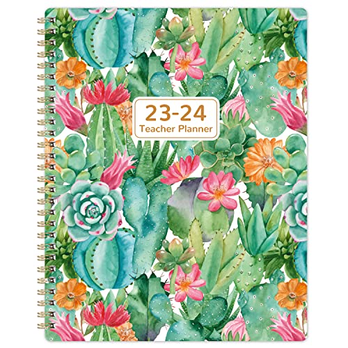 Teacher Planner 2023-2024 - July 2023 - June 2024, 2023-2024 Teacher Planner, Academic Planner 2023-2024, 8" x 10", Teacher Lesson Plan Book with Quotes, Strong Twin-Wire Binding - Cactus