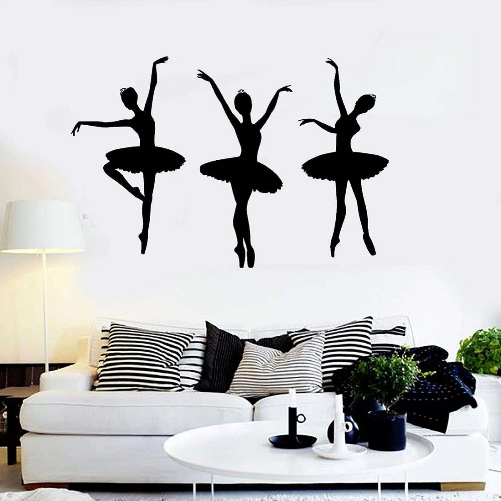 Ballet Dancer Girl Silhouette wall Sticker Dance Studio Decoration Sticker Girl Room Decal/Black